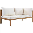 Canapé d'angle de conversation Whisen Patio, ensemble canapé d'extérieur en bois d'acacia, salon de jardin avec table basse et coussins résistants à l'eau