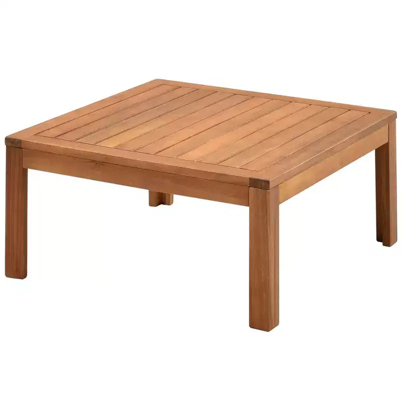 Canapé d'angle de conversation Whisen Patio, ensemble canapé d'extérieur en bois d'acacia, salon de jardin avec table basse et coussins résistants à l'eau
