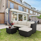 Ensemble de mobilier de jardin 5 pièces avec coussins, en rotin PE résistant aux intempéries, design moderne pour balcon, jardin, piscine