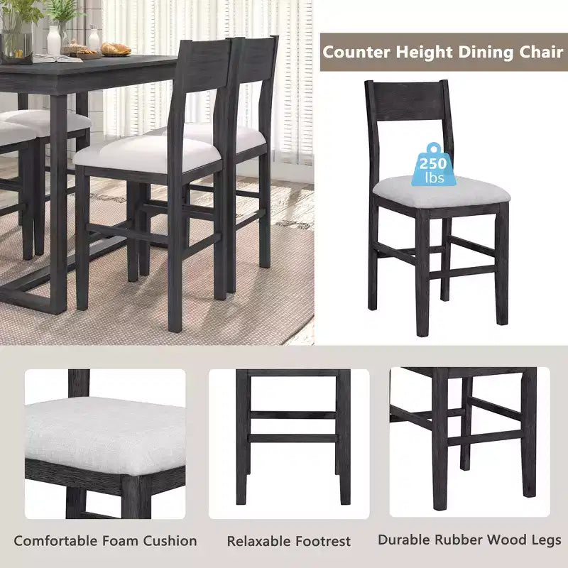 Ensemble de salle à manger Whisen 5 pièces hauteur comptoir avec table et 4 chaises