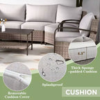 EAGLE PEAK Ensemble de mobilier de patio Coastal Vista, ensemble de conversation de patio en osier incurvé demi-lune avec table basse