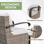 EAGLE PEAK Ensemble de mobilier de patio Coastal Vista, ensemble de conversation de patio en osier incurvé demi-lune avec table basse