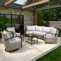 EAGLE PEAK Coastal Vista Outdoor Patio Furniture Set, Half-Moon Curved Wicker Patio Conversation Set with Coffee Table