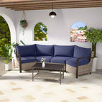 Ensemble de meubles de patio d'extérieur EAGLE PEAK Coastal Vista, ensemble de conversation de patio en osier incurvé demi-lune avec table basse