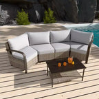 Ensemble de meubles de patio d'extérieur EAGLE PEAK Coastal Vista, ensemble de conversation de patio en osier incurvé demi-lune avec table basse