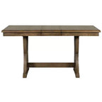 Ensemble de salle à manger extensible 7 pièces pour 6 personnes, ensemble de table à manger avec 6 chaises de salle à manger rembourrées, style Mid-Century, marron doré + gris-ModernLuxe