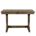 Ensemble de salle à manger extensible 7 pièces pour 6 personnes, ensemble de table à manger avec 6 chaises de salle à manger rembourrées, style Mid-Century, marron doré + gris-ModernLuxe