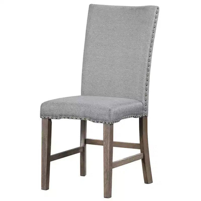 Ensemble de salle à manger extensible 7 pièces pour 6 personnes, ensemble de table à manger avec 6 chaises de salle à manger rembourrées, style Mid-Century, marron doré + gris-ModernLuxe