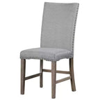 Ensemble de salle à manger extensible 7 pièces pour 6 personnes, ensemble de table à manger avec 6 chaises de salle à manger rembourrées, style Mid-Century, marron doré + gris-ModernLuxe