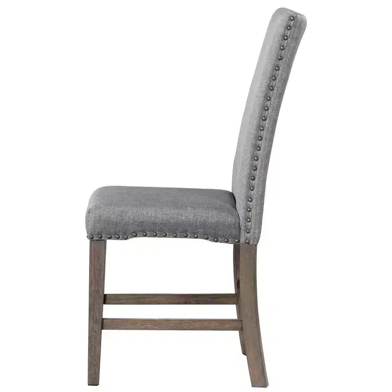 Ensemble de salle à manger extensible 7 pièces pour 6 personnes, ensemble de table à manger avec 6 chaises de salle à manger rembourrées, style Mid-Century, marron doré + gris-ModernLuxe