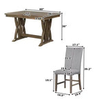 Ensemble de salle à manger extensible 7 pièces pour 6 personnes, ensemble de table à manger avec 6 chaises de salle à manger rembourrées, style Mid-Century, marron doré + gris-ModernLuxe