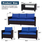 Ensemble de meubles de patio extérieur 5 pièces, canapé d'angle en rotin PE 7 places avec table de rangement et coussins résistants à l'eau pour jardin, terrasse et piscine