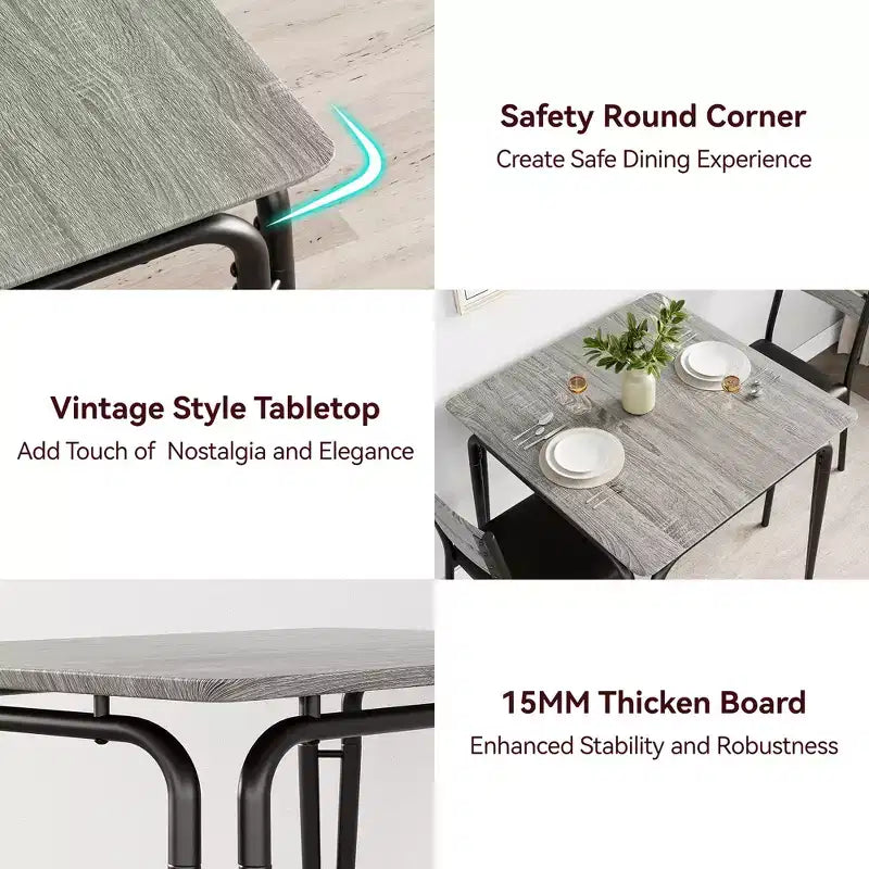 Table à manger pour 2 personnes - Petite table et chaises, Ensemble de salle à manger carré, Ensemble de table à dîner, Ensembles de cuisine et de salle à manger 3 pièces pour petit espace, appartement