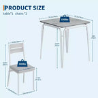 Table à manger pour 2 personnes - Petite table et chaises, Ensemble de salle à manger carré, Ensemble de table à dîner, Ensembles de cuisine et de salle à manger 3 pièces pour petit espace, appartement