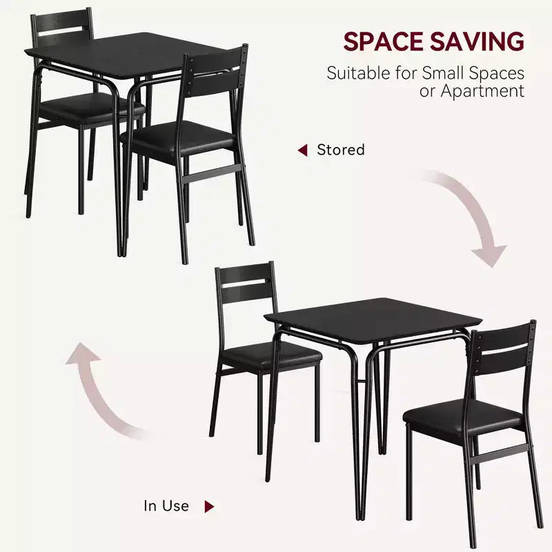 Table à manger pour 2 personnes - Petite table et chaises, Ensemble de salle à manger carré, Ensemble de table à dîner, Ensembles de cuisine et de salle à manger 3 pièces pour petit espace, appartement