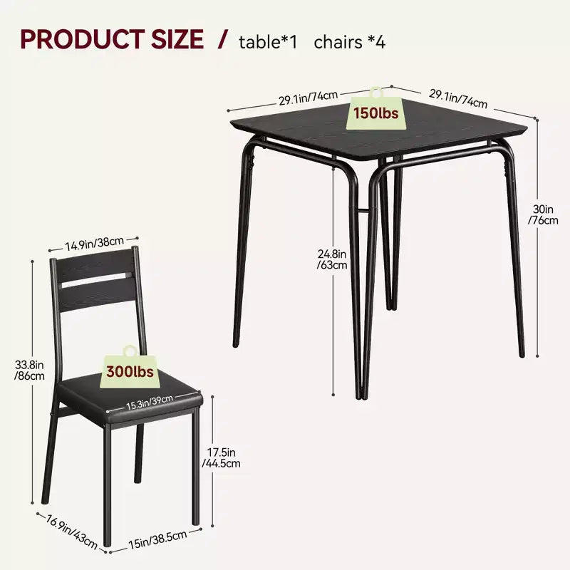 Table à manger pour 2 personnes - Petite table et chaises, Ensemble de salle à manger carré, Ensemble de table à dîner, Ensembles de cuisine et de salle à manger 3 pièces pour petit espace, appartement