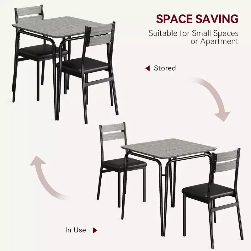 Table à manger pour 2 personnes - Petite table et chaises, Ensemble de salle à manger carré, Ensemble de table à dîner, Ensembles de cuisine et de salle à manger 3 pièces pour petit espace, appartement