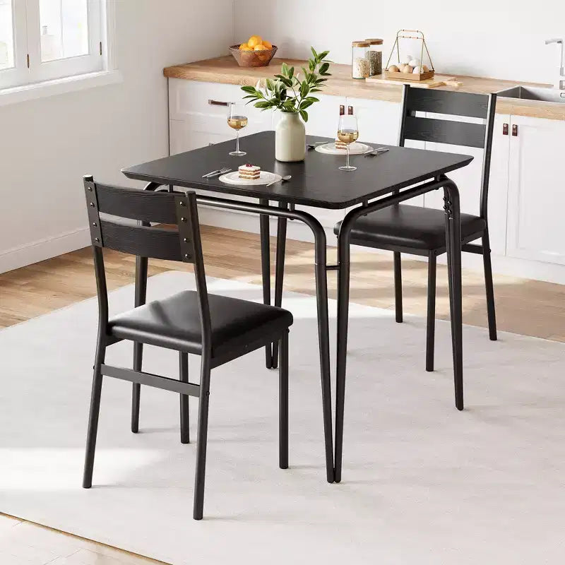 Dining Table for 2 - Small Table and Chairs, Square Dinette Set, Dinner Table Set, 3 Piece Kitchen & Dining Room Sets for Small Space, Apartment