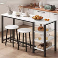 Height Table and Chairs Set of 2 Person, Small High Top Kitchen Table for 2 Seater, 3 Large Storage Shelves Space Saving