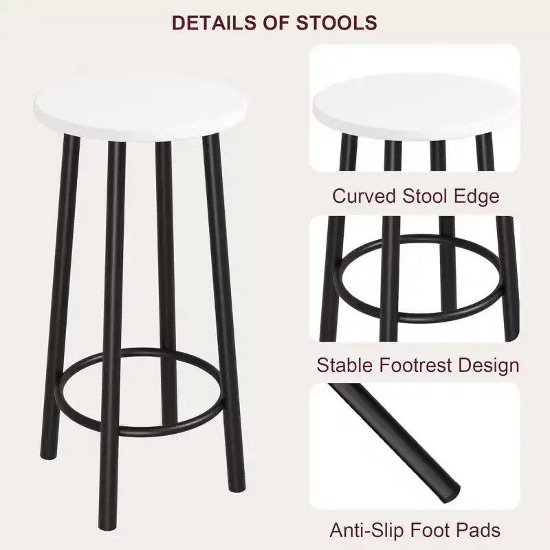 Table et Chaises Hautes pour 2 Personnes, Petite Table Haute de Cuisine pour 2 Places, 3 Grandes Étagères de Rangement Gain de Place