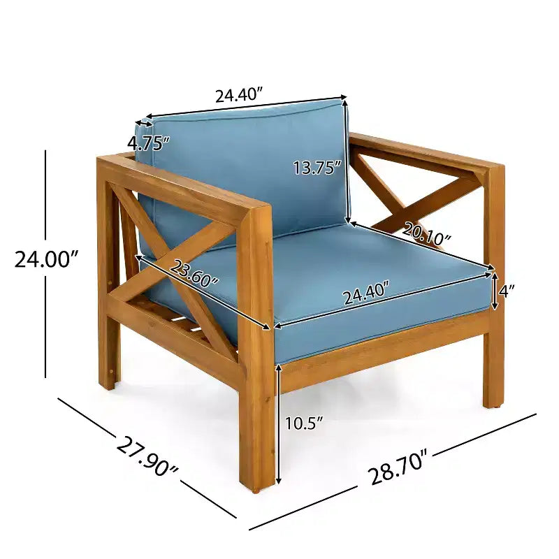 Christopher Knight Home Cedric – Ensemble 3 pièces de chaises de club de patio de style transitionnel en bois d'acacia avec table d'appoint pliable