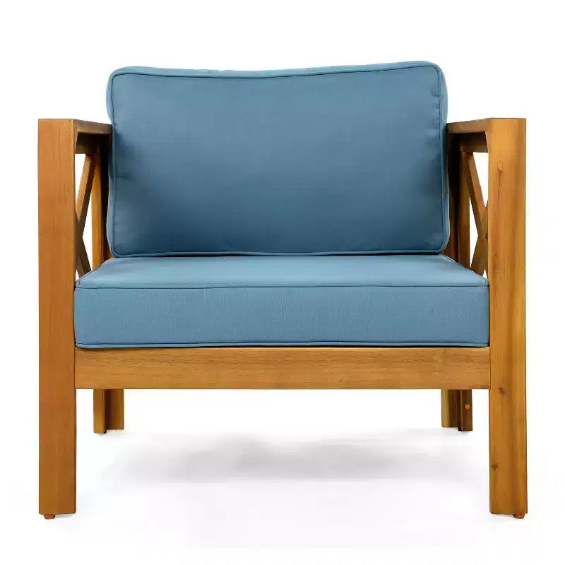 Christopher Knight Home Cedric – Ensemble 3 pièces de chaises de club de patio de style transitionnel en bois d'acacia avec table d'appoint pliable
