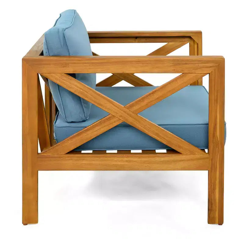 Christopher Knight Home Cedric – Ensemble 3 pièces de chaises de club de patio de style transitionnel en bois d'acacia avec table d'appoint pliable