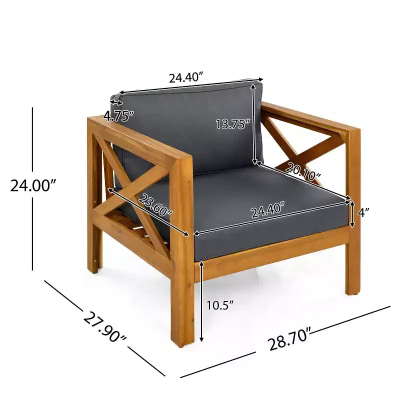Christopher Knight Home Cedric – Ensemble 3 pièces de chaises de club de patio de style transitionnel en bois d'acacia avec table d'appoint pliable