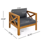 Christopher Knight Home Cedric – Ensemble 3 pièces de chaises de club de patio de style transitionnel en bois d'acacia avec table d'appoint pliable