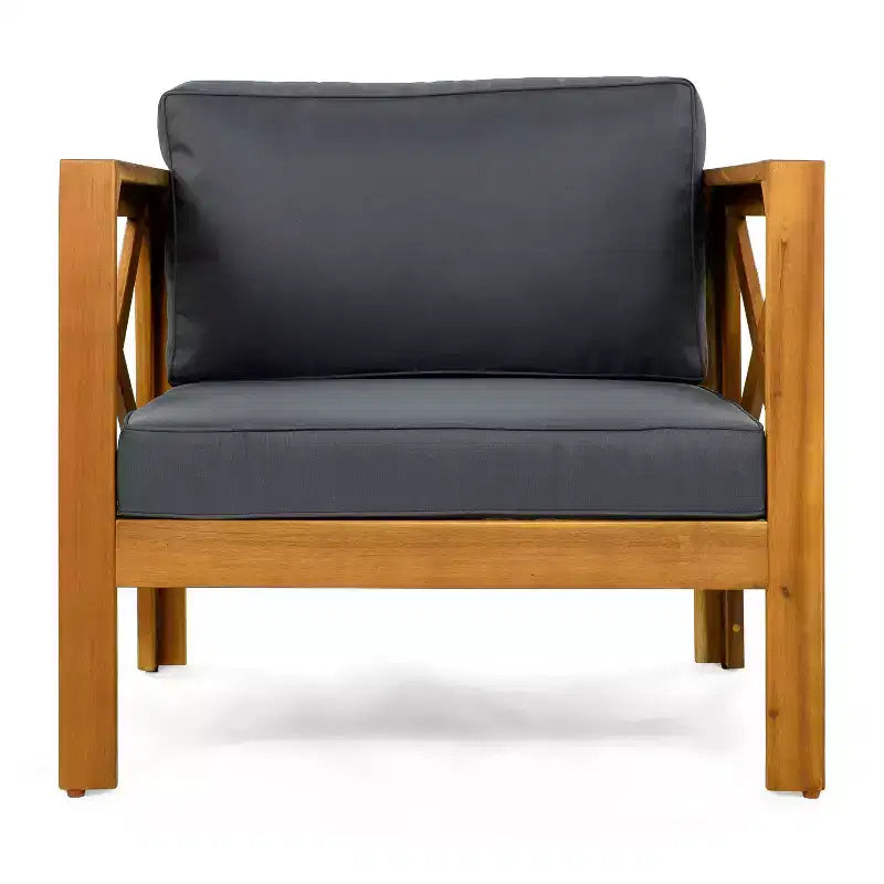 Christopher Knight Home Cedric – Ensemble 3 pièces de chaises de club de patio de style transitionnel en bois d'acacia avec table d'appoint pliable