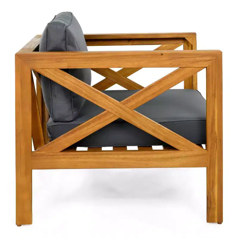 Christopher Knight Home Cedric – Ensemble 3 pièces de chaises de club de patio de style transitionnel en bois d'acacia avec table d'appoint pliable