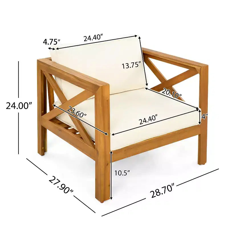 Christopher Knight Home Cedric – Ensemble 3 pièces de chaises de club de patio de style transitionnel en bois d'acacia avec table d'appoint pliable