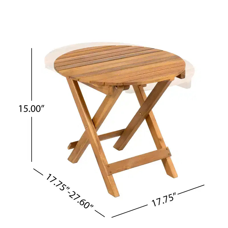 Christopher Knight Home Cedric – Ensemble 3 pièces de chaises de club de patio de style transitionnel en bois d'acacia avec table d'appoint pliable