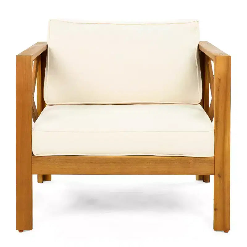 Christopher Knight Home Cedric – Ensemble 3 pièces de chaises de club de patio de style transitionnel en bois d'acacia avec table d'appoint pliable