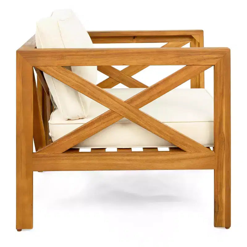 Christopher Knight Home Cedric – Ensemble 3 pièces de chaises de club de patio de style transitionnel en bois d'acacia avec table d'appoint pliable