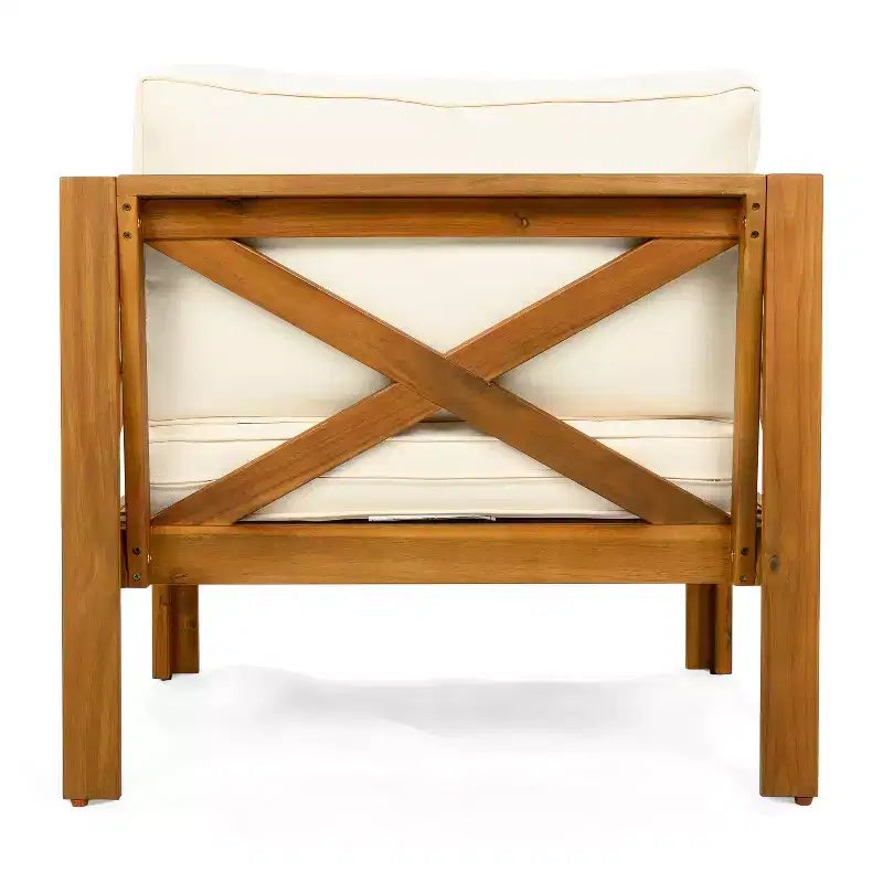 Christopher Knight Home Cedric – Ensemble 3 pièces de chaises de club de patio de style transitionnel en bois d'acacia avec table d'appoint pliable