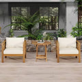 Christopher Knight Home Cedric Transitional 3 Piece Patio Acacia Wood Club Chairs with Foldable Accent Table