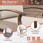 ALAULM Ensemble de mobilier de patio en aluminium 7 places, salons de conversation d'extérieur en métal modernes avec table brasero au propane de 45 pouces