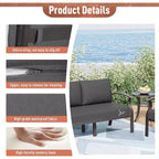 ALAULM Ensemble de mobilier de patio en aluminium 7 places, salons de conversation d'extérieur en métal modernes avec table brasero au propane de 45 pouces