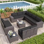 ALAULM 12 Pieces Patio Furniture Set, Rattan Wicker Outdoor Conversation Sets, Outdoor Furniture Sofa Set