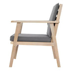Ensemble de conversation 4 pièces en bois d'acacia avec coussins gris
