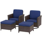 EAGLE PEAK Ocean Vista, ensemble de conversation d'extérieur 4 pièces en osier, avec chaises pivotantes en osier varié et coussins