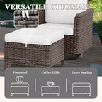 EAGLE PEAK Ocean Vista, ensemble de conversation d'extérieur 4 pièces en osier, avec chaises pivotantes en osier varié et coussins