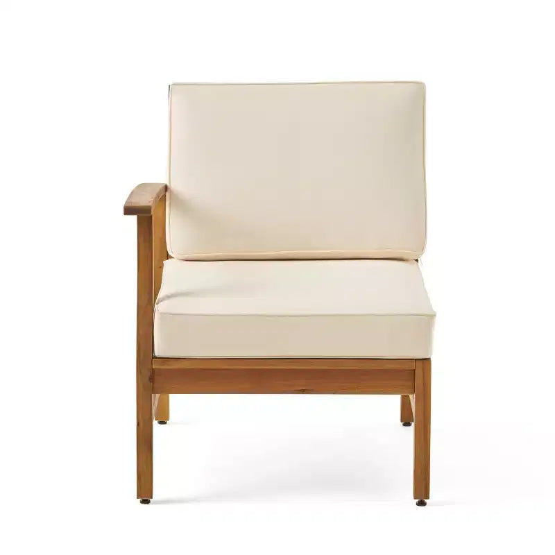 GDFStudio Biella Ensemble de canapé sectionnel d'extérieur 5 places en bois d'acacia avec foyer