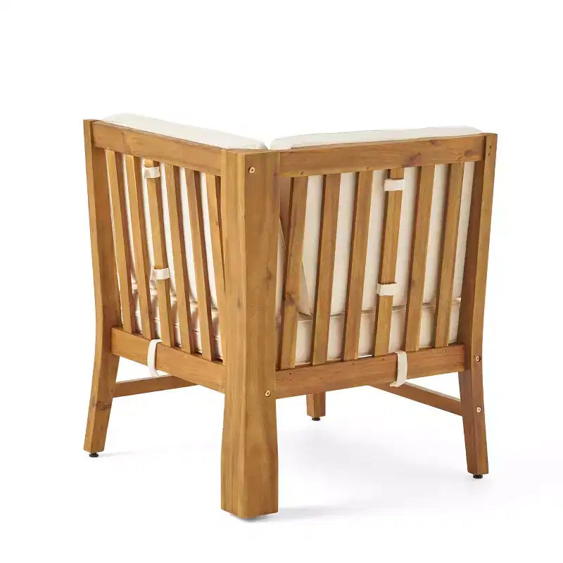 GDFStudio Biella Ensemble de canapé sectionnel d'extérieur 5 places en bois d'acacia avec foyer
