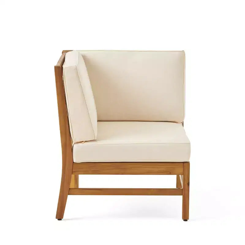 GDFStudio Biella Ensemble de canapé sectionnel d'extérieur 5 places en bois d'acacia avec foyer