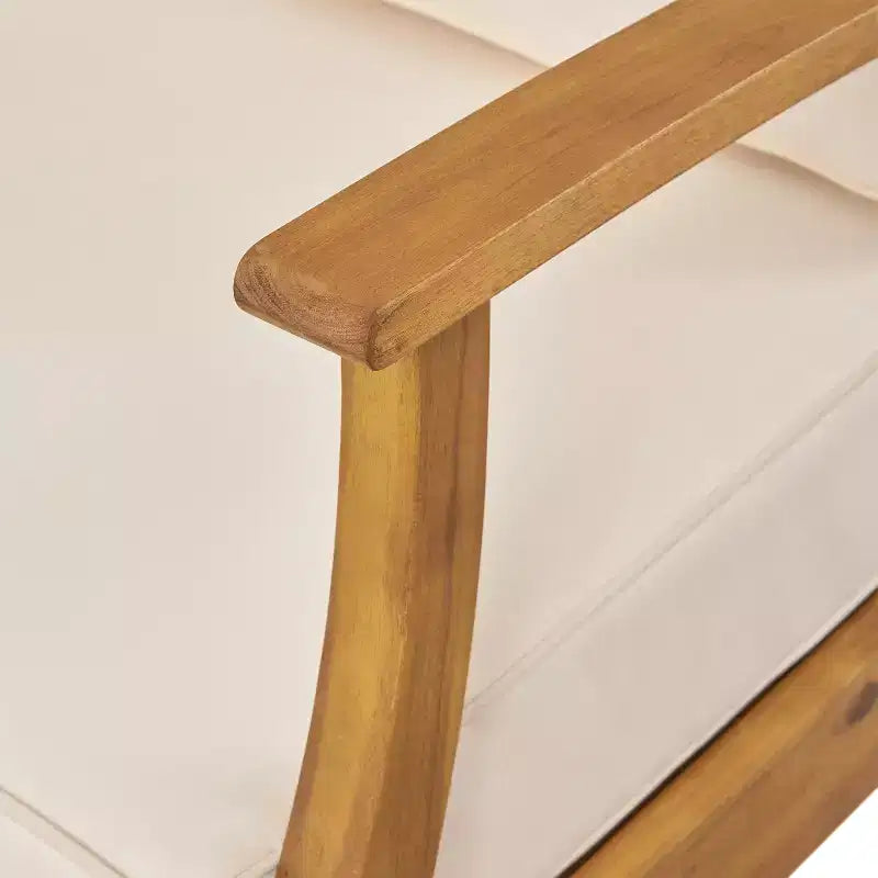 GDFStudio Biella Ensemble de canapé sectionnel d'extérieur 5 places en bois d'acacia avec foyer