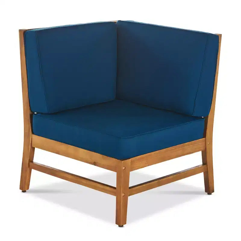 GDFStudio Biella Ensemble de canapé sectionnel d'extérieur 5 places en bois d'acacia avec foyer