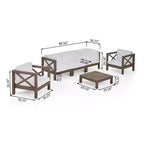 Christopher Knight Home Malcolm — Ensemble de canapé sectionnel d'extérieur 5 places en bois d'acacia avec table basse et coussins