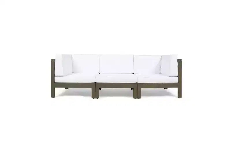 Christopher Knight Home Malcolm — Ensemble de canapé sectionnel d'extérieur 5 places en bois d'acacia avec table basse et coussins